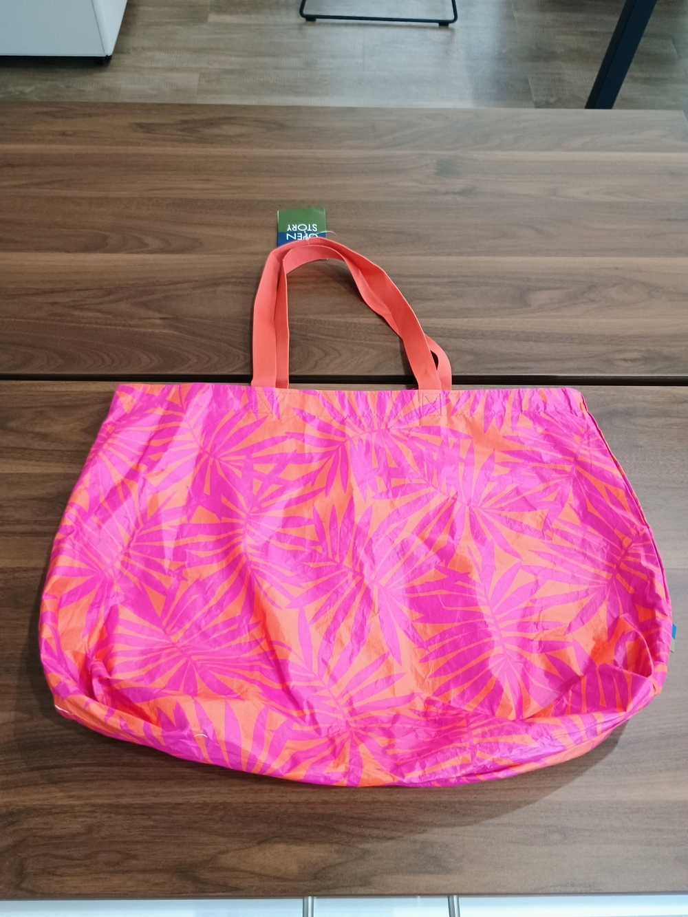 Bright Pink & Orange Water Resistant Reversible Large Tote